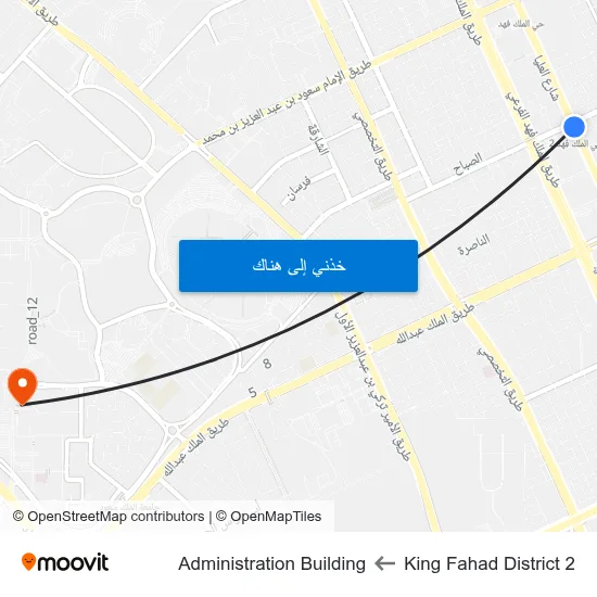 King Fahad District 2 to Administration Building map