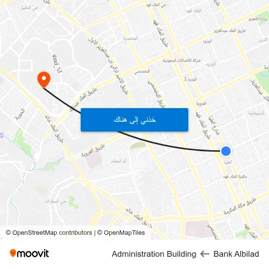 Bank Albilad to Administration Building map
