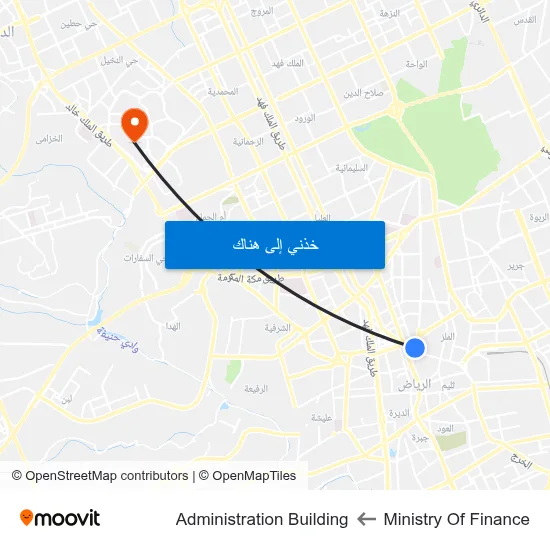 Ministry Of Finance to Administration Building map
