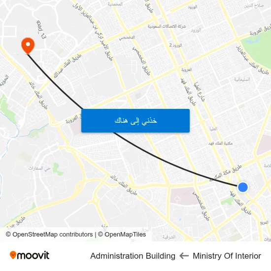 Ministry Of Interior to Administration Building map