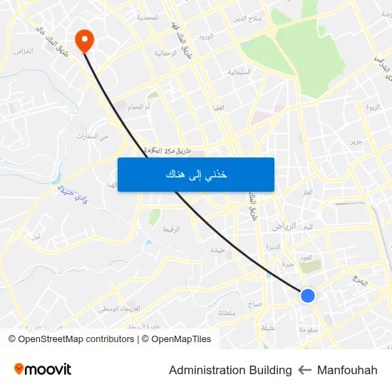Manfouhah to Administration Building map