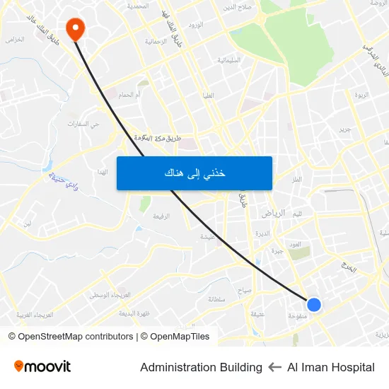 Al Iman Hospital to Administration Building map