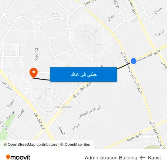 Kacst to Administration Building map