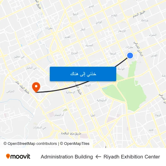 Riyadh Exhibition Center to Administration Building map