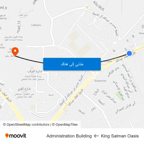 King Salman Oasis to Administration Building map