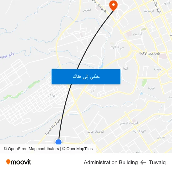 Tuwaiq to Administration Building map