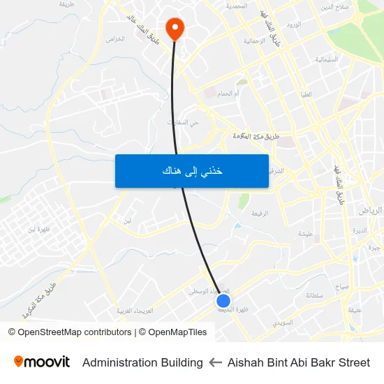 Aishah Bint Abi Bakr Street to Administration Building map