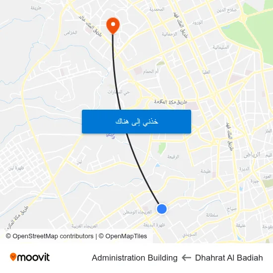 Dhahrat Al Badiah to Administration Building map