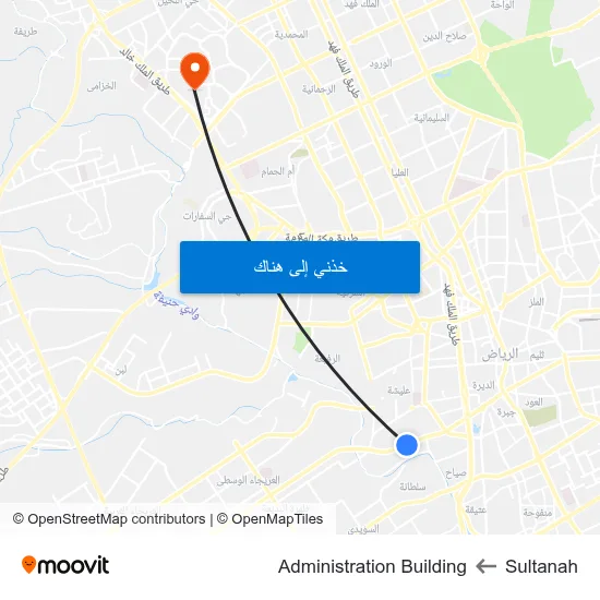 Sultanah to Administration Building map