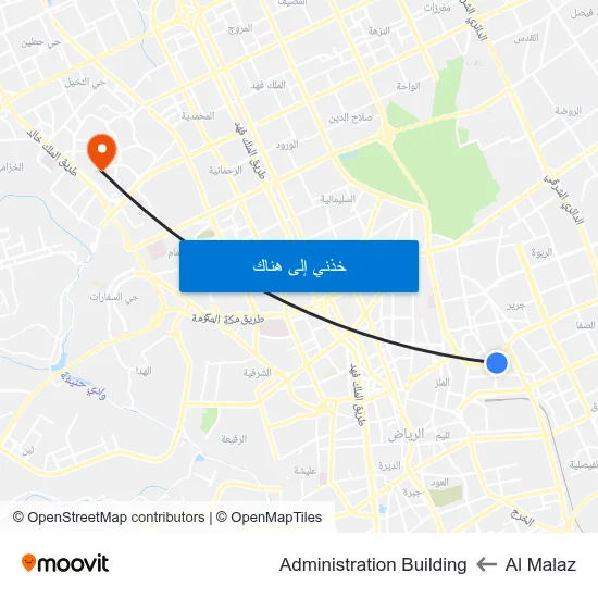 Al Malaz to Administration Building map