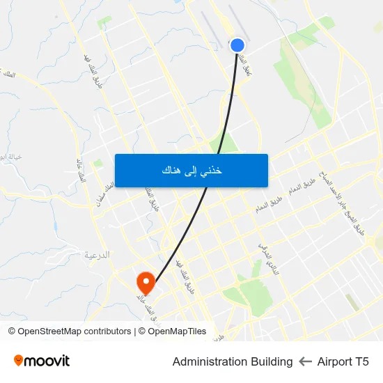 Airport T5 to Administration Building map