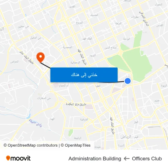 Officers Club to Administration Building map