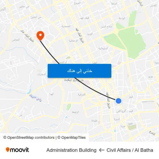 Civil Affairs / Al Batha to Administration Building map