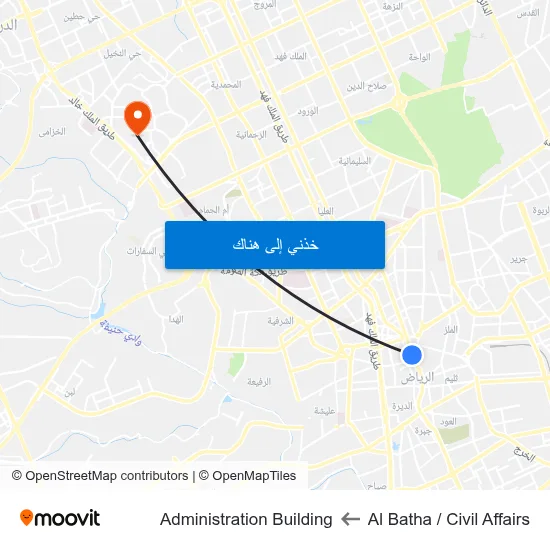 Al Batha / Civil Affairs to Administration Building map