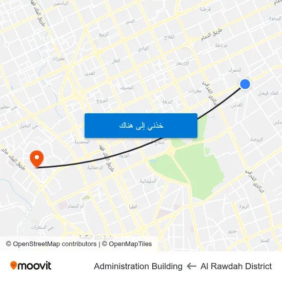Al Rawdah District to Administration Building map