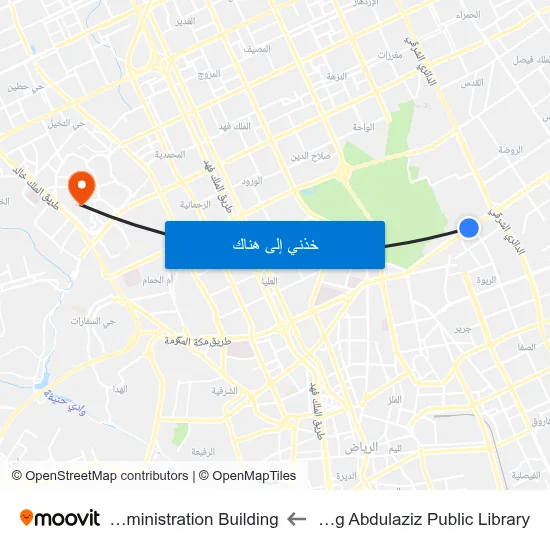 King Abdulaziz Public Library to Administration Building map
