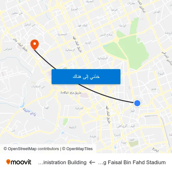 King Faisal Bin Fahd Stadium to Administration Building map