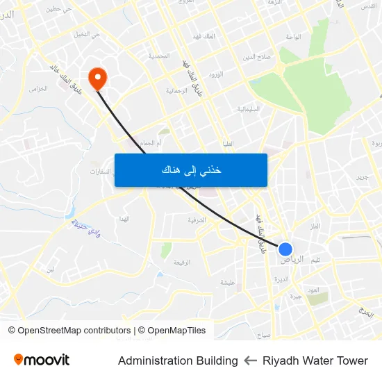Riyadh Water Tower to Administration Building map