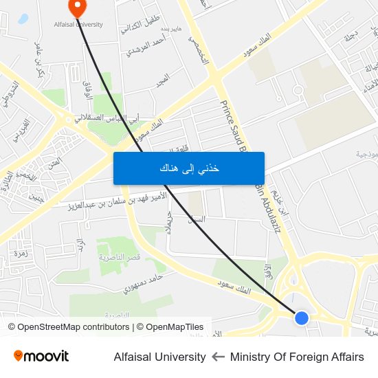 Ministry Of Foreign Affairs to Alfaisal University map