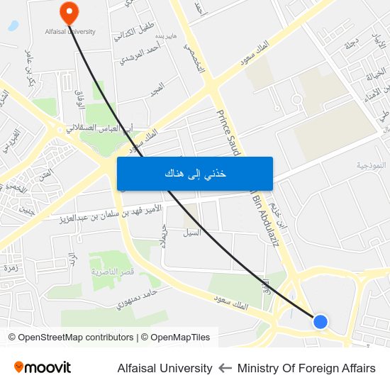 Ministry Of Foreign Affairs to Alfaisal University map