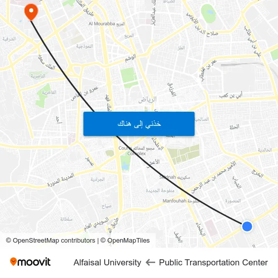 Public Transportation Center to Alfaisal University map