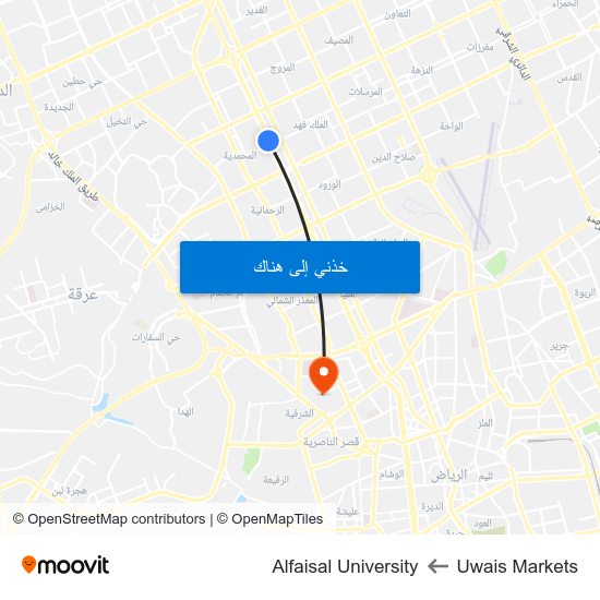 Uwais Markets to Alfaisal University map