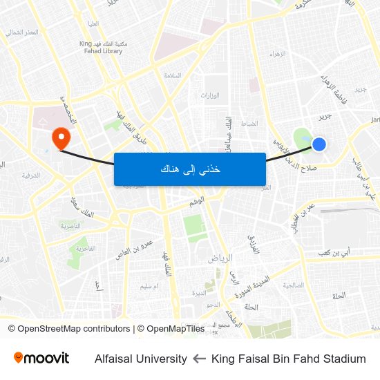 King Faisal Bin Fahd Stadium to Alfaisal University map