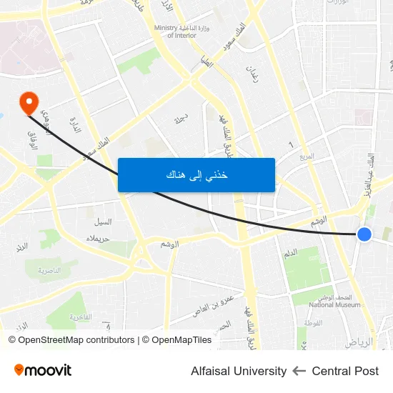 Central Post to Alfaisal University map