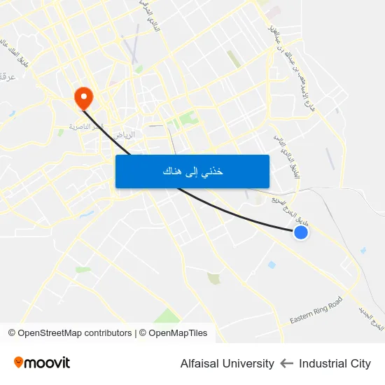 Industrial City to Alfaisal University map