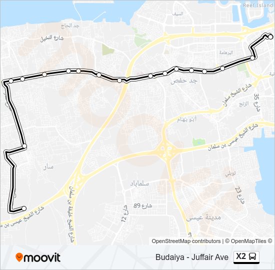 خريط الخط لـ X2 حافلة