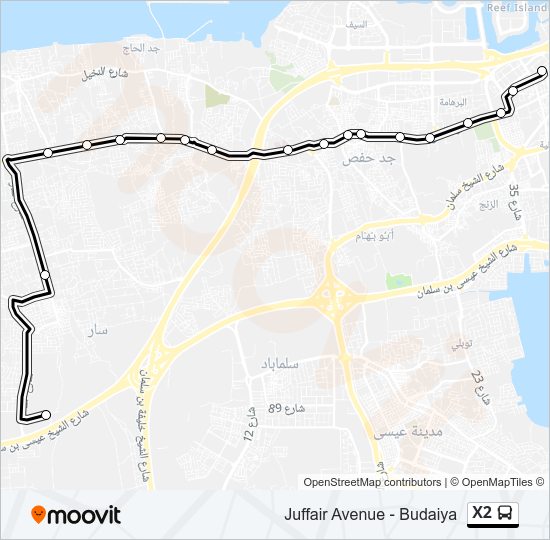 خريط الخط لـ X2 حافلة