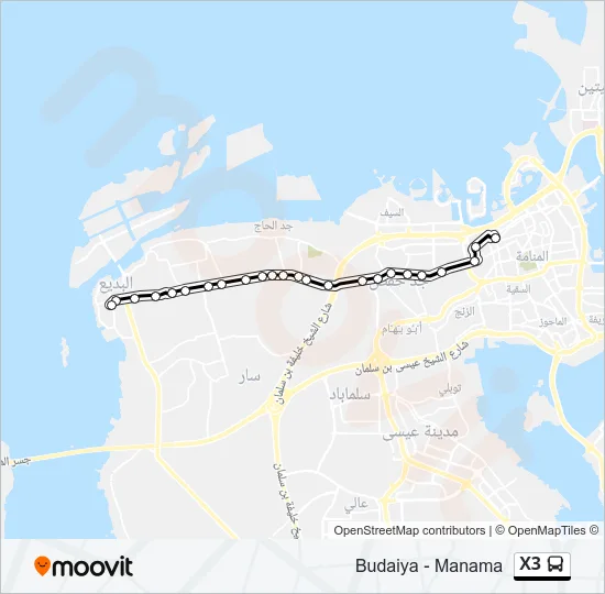 X3 Bus Line Map