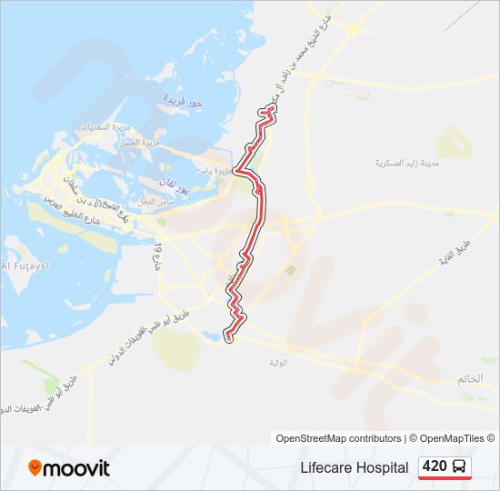 خريط الخط لـ 420 حافلة