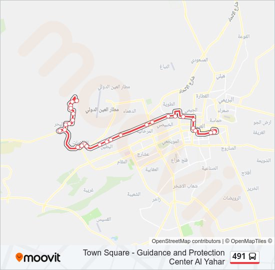 خريط الخط لـ 491 حافلة