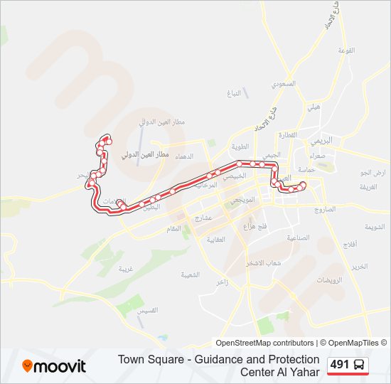 خريط الخط لـ 491 حافلة