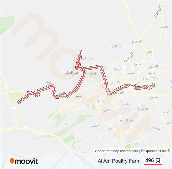 خريط الخط لـ 496 حافلة