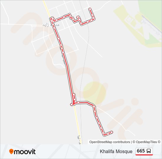 خريط الخط لـ 665 حافلة