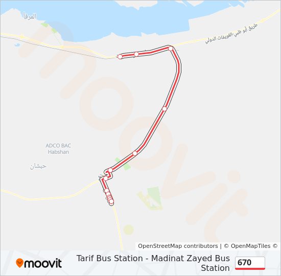 خريط الخط لـ 670 حافلة