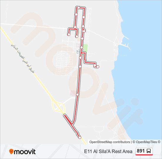 خريط الخط لـ 891 حافلة