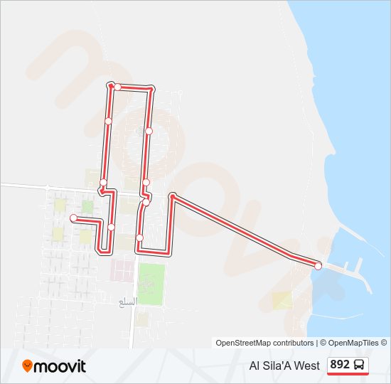 خريط الخط لـ 892 حافلة