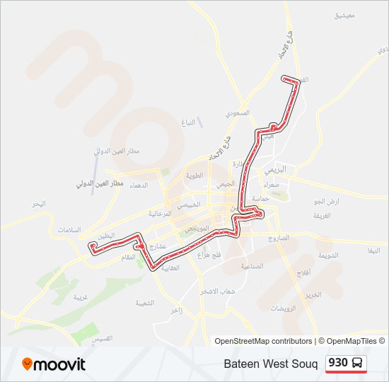 خريط الخط لـ 930 حافلة