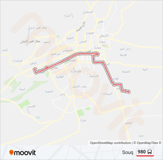 خريط الخط لـ 980 حافلة