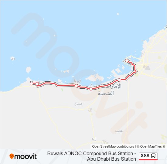 خريط الخط لـ X88 حافلة
