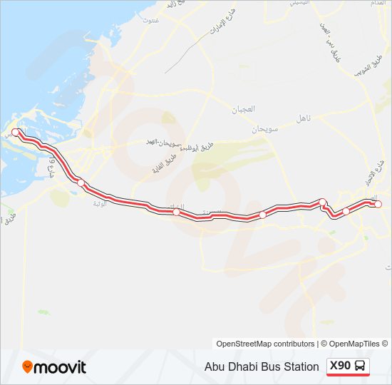 خريط الخط لـ X90 حافلة