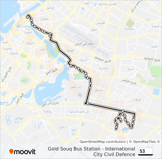 خريط الخط لـ 53 حافلة