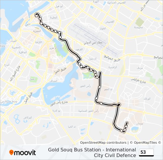 خريط الخط لـ 53 حافلة
