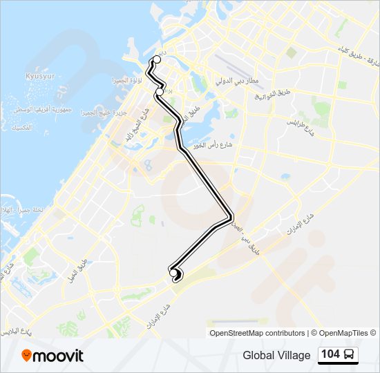 خريط الخط لـ 104 حافلة