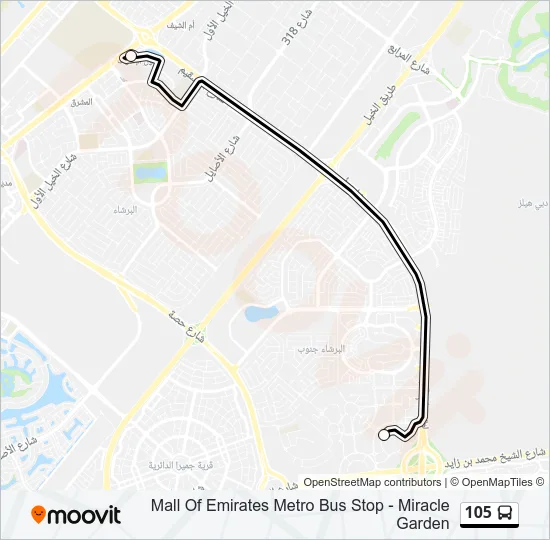 105 Bus Line Map