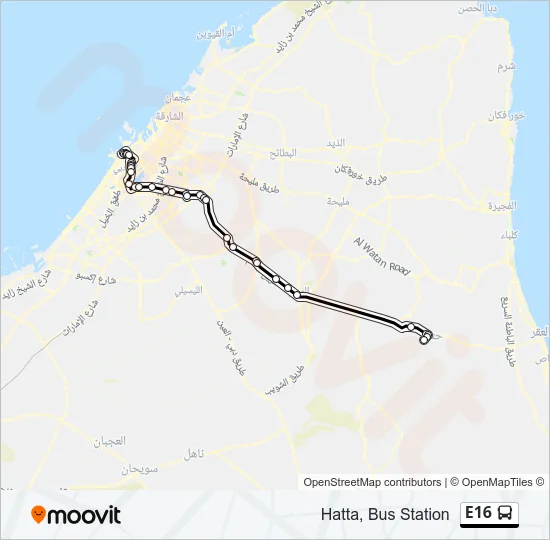 E16 Bus Line Map