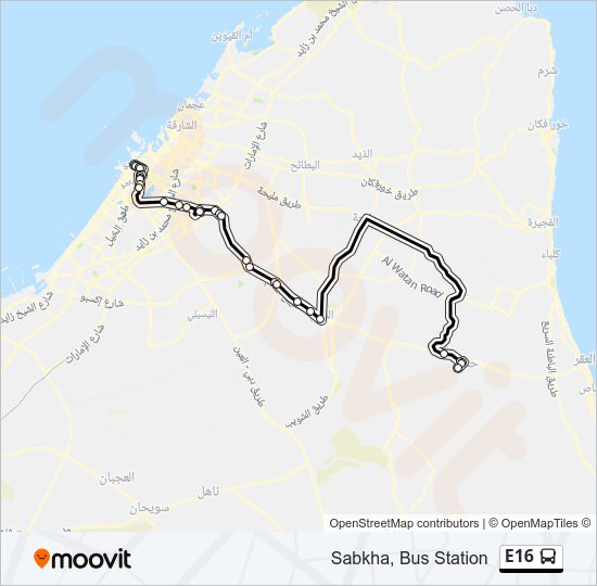 خريط الخط لـ E16 حافلة